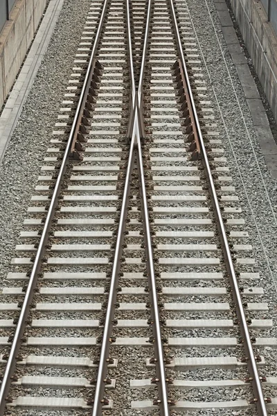 Merging Railway Tracks — Stock Photo, Image