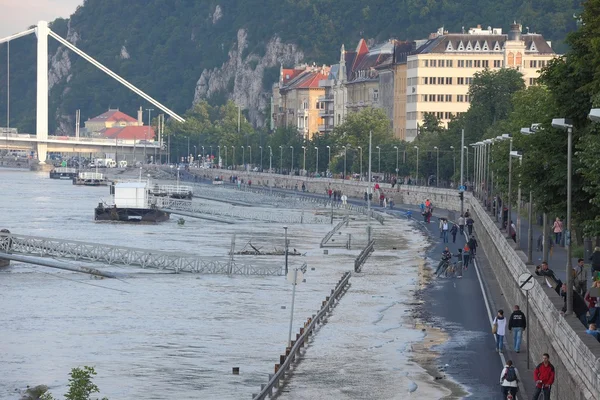 Überflutete Budapester Straße — Stockfoto