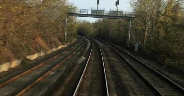 Viaje ferroviario vista trasera — Vídeo de stock