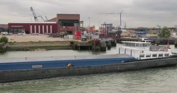 Lastfartyg för bulkfartyg i Rotterdam — Stockvideo