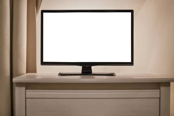 TV in een bekleding ruimte, blanco scherm — Stockfoto