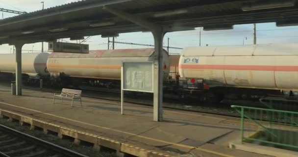 Uitzicht op het raam van treinreis — Stockvideo