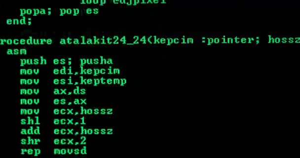Computer code running on screen — Stock Video