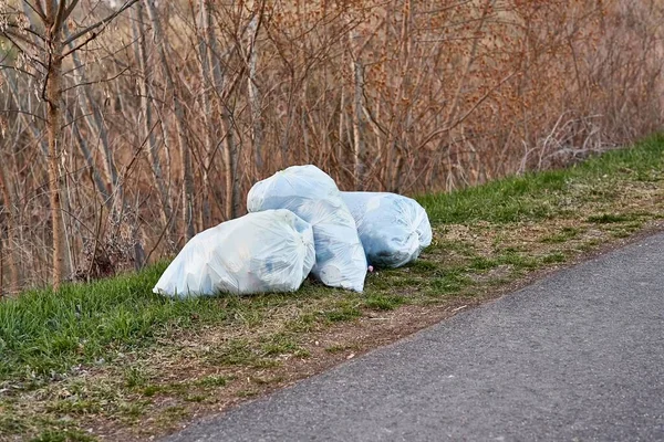 Bolsas de basura en la carretera — Foto de Stock