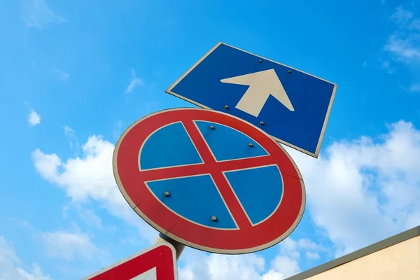 One way street no stopping traffic sign — Stock Photo, Image