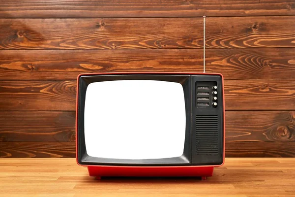 Old TV set blank white screen — Stock Photo, Image