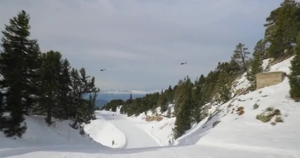 Кататися на лижах по схилу, ніхто навколо — стокове відео