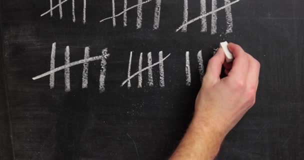 Chalk tally chart counting — Stock Video