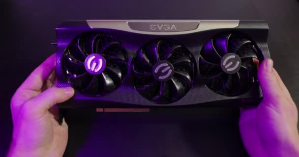 EVGA Geforce RTX 3090 Nvidia GPU unboxed in hand — 비디오