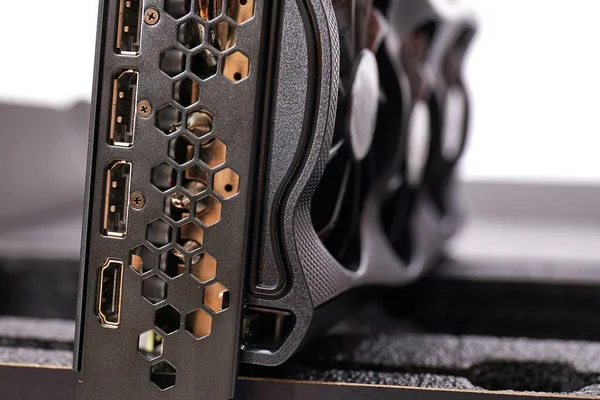 Computer graphics card on a desk — Stock Photo, Image