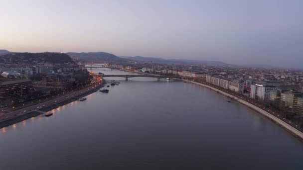 Budapest evening air view drone — Stock video