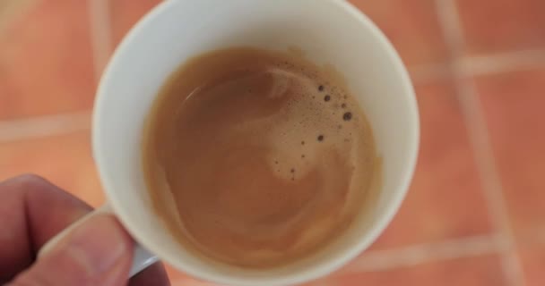 Drinking a cup of coffee — Stock Video
