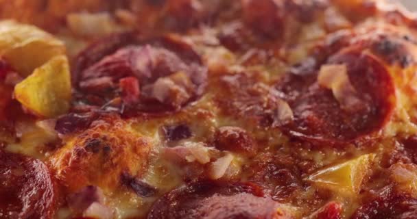 Pizza cloeup filature à la vapeur chaude — Video