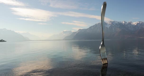 Gaffeln i Vevey i Genèvesjön, Schweiz — Stockvideo