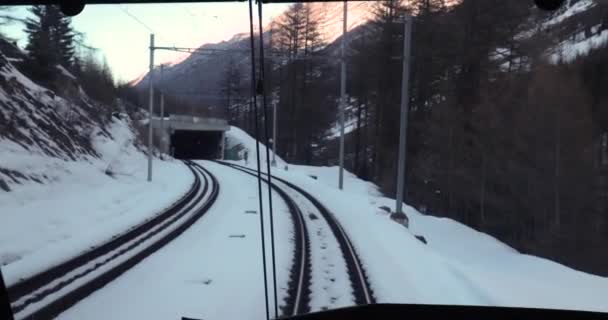 İsviçre Alplerinde Zermatt Mekiği treni, sürücüler — Stok video