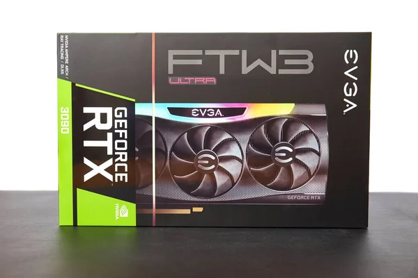 Caixa de GPU EVGA Geforce RTX 3090 Nvidia — Fotografia de Stock