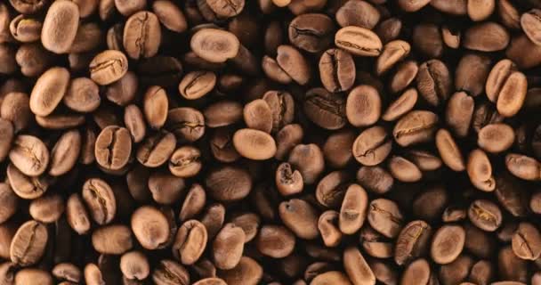 Granos de café tostados Spinning — Vídeo de stock