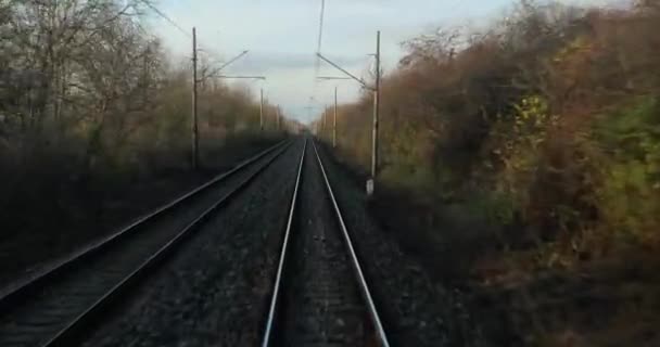 Podróż kolejowa fron view — Wideo stockowe