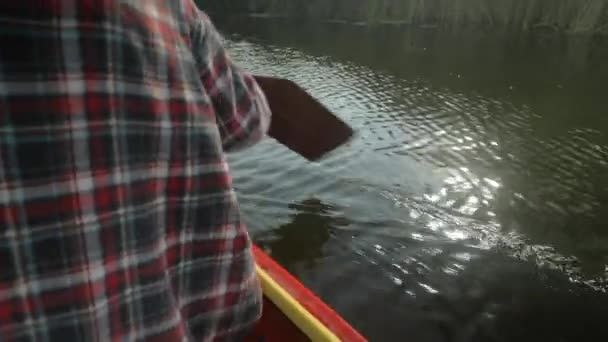 Canoeing on a lake in summer — Stock Video