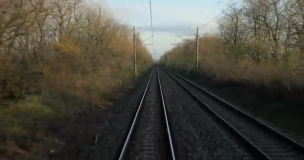 Viagens ferroviárias vista traseira — Vídeo de Stock