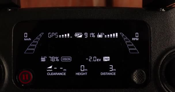 Drönare styrenhet display datumskärm — Stockvideo