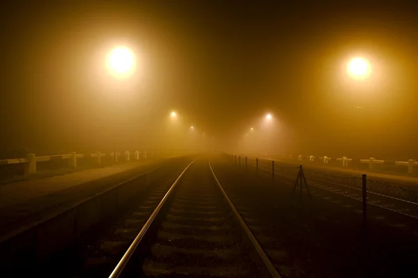 Ferrovie nella nebbia — Foto Stock