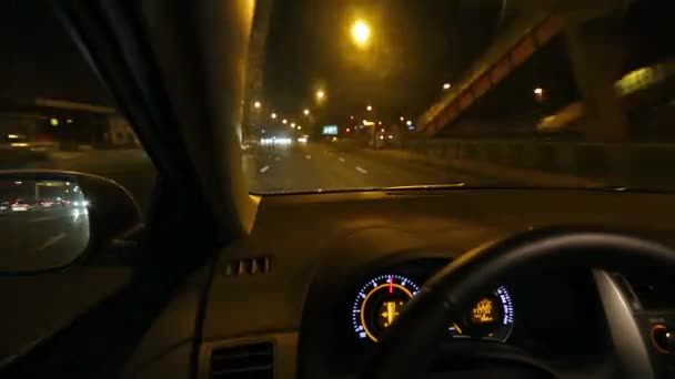 Fahren in einer nebligen Nacht — Stockvideo