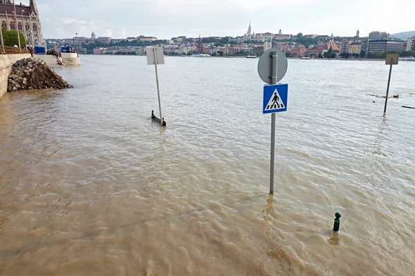 Flooded street view — Stock Photo, Image