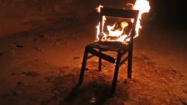 Chair on fire — Stock Video