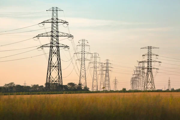 Electric lines on land — Stock Photo, Image