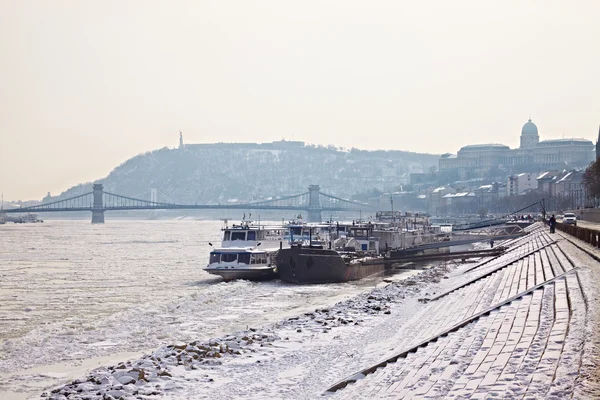 Vintern Donau fryst — Stockfoto