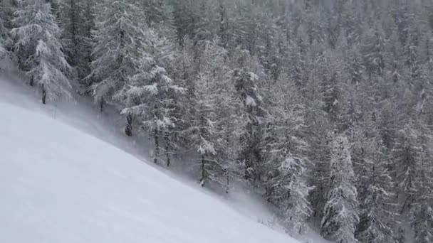 Nieve cayendo en las montañas — Vídeo de stock
