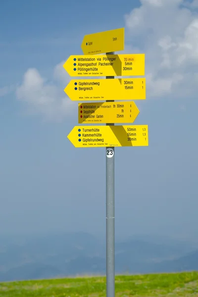 Direction signs in the Alps — Stock Photo, Image