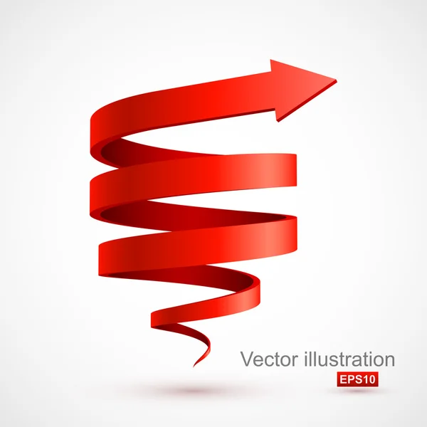 Red spiral arrow 3D — Stock Vector