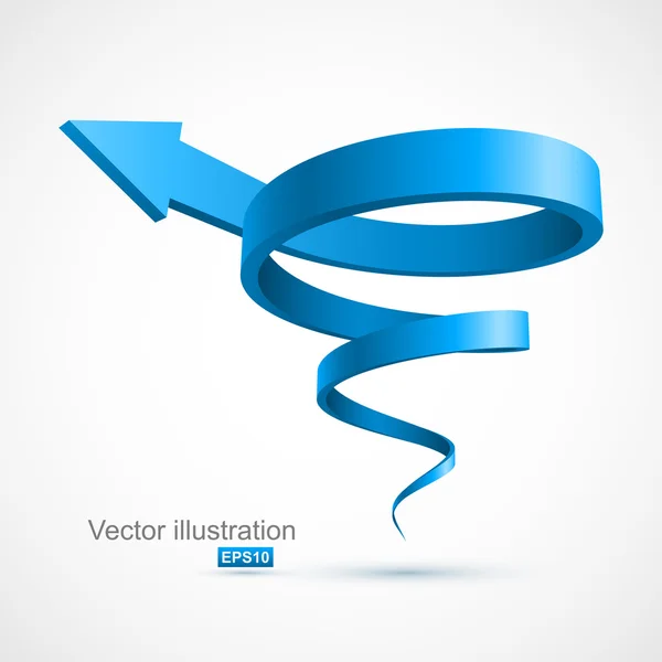 Flecha espiral azul 3D — Vetor de Stock