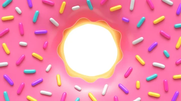Ροζ τζάμια ντόνατ με πολύχρωμα τρούφα και τοποθετήστε για το περιεχόμενό σας — Φωτογραφία Αρχείου