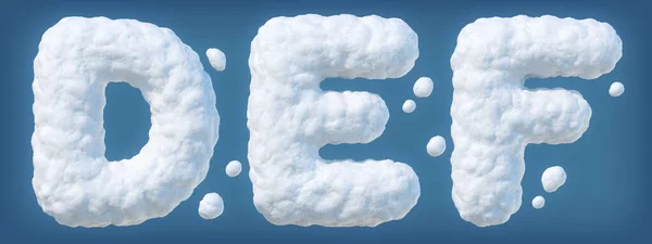 Χιονισμένο αλφάβητο με γράμματα D, E, F. Χειμερινή γραμματοσειρά απομονωμένη σε μπλε φόντο — Φωτογραφία Αρχείου