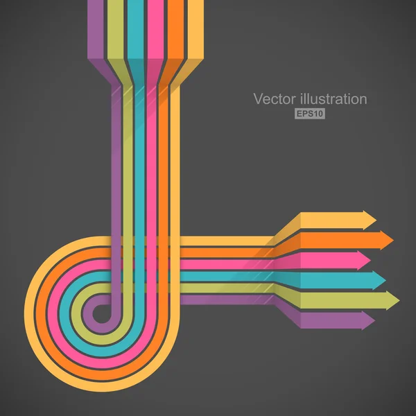 Lignes colorées avec des flèches — Image vectorielle