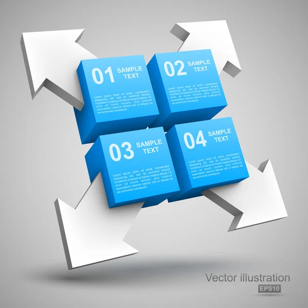 Cubos azules con flechas 3D — Vector de stock