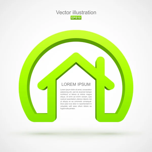 Símbolo de casa verde con círculo . — Vector de stock