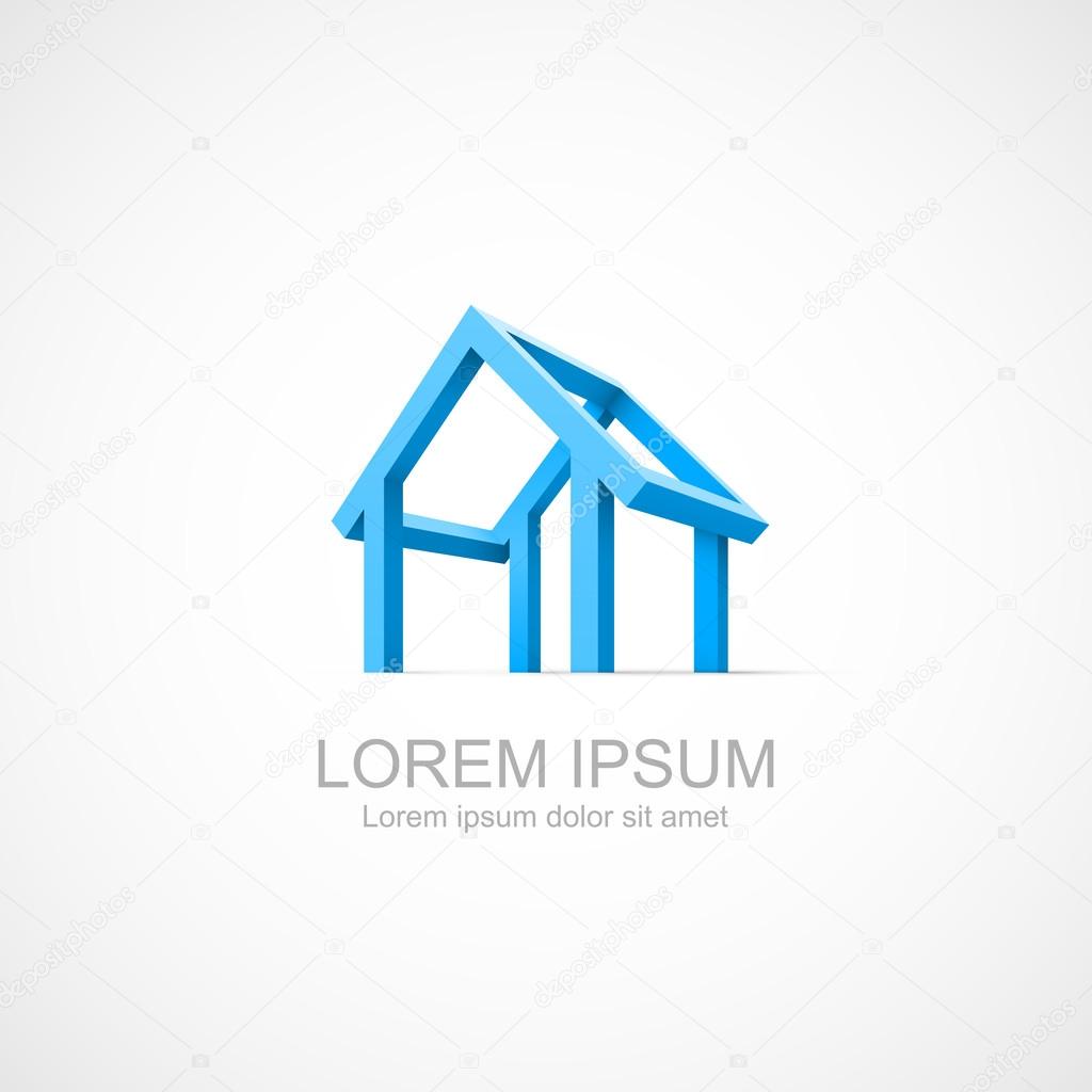 Abstract construction of house. Easy to change color. Vector illustration