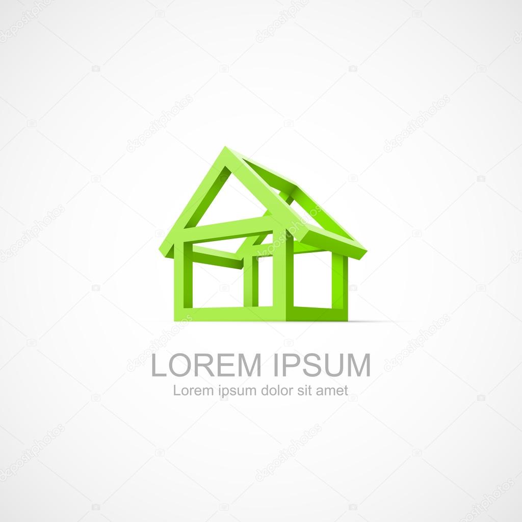 Abstract construction of house. Easy to change color. Vector illustration