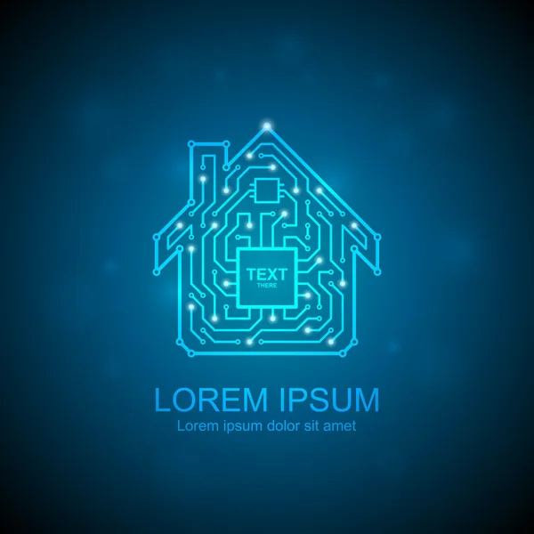 Circuit board house icon — Stock Vector