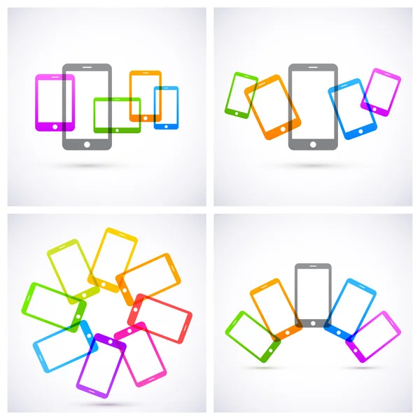 Set van kleurrijke transparante tabletten pictogrammen — Stockvector