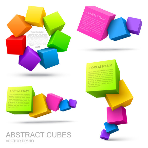 Set of colorful cubes 3D