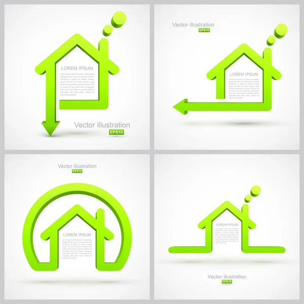ชุดสัญลักษณ์บ้านสีเขียว — ภาพเวกเตอร์สต็อก