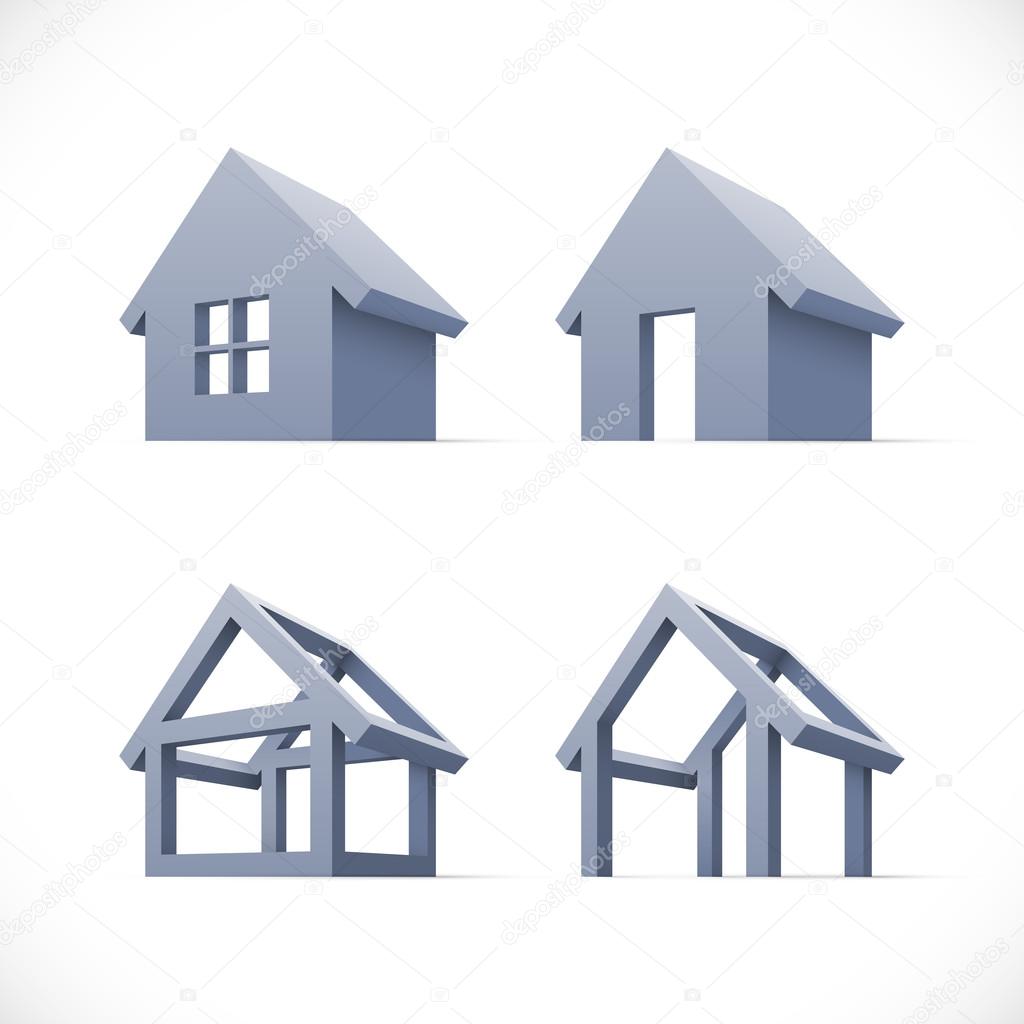 Set of abstract houses icons. Vector illustration