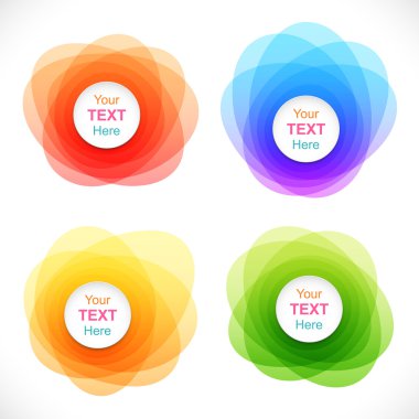 Renkli, yuvarlak, soyut afişler.