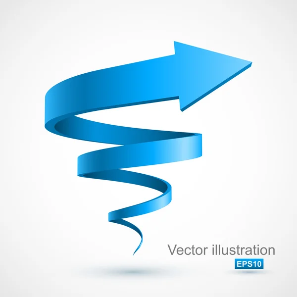 Freccia a spirale blu 3D — Vettoriale Stock