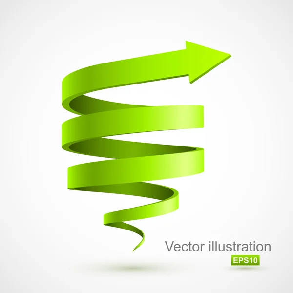 Gröna spiral pilen 3d — Stock vektor